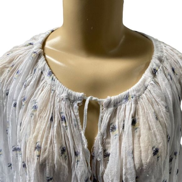 Free People One sheer floral boho Blouse tunic m/l - Picture 4 of 8